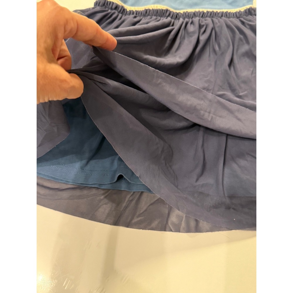 Hanna Andersson Kids Blue Tulle Tiered Dress Gold Waistband Size 90 2T 3T - Picture 3 of 7